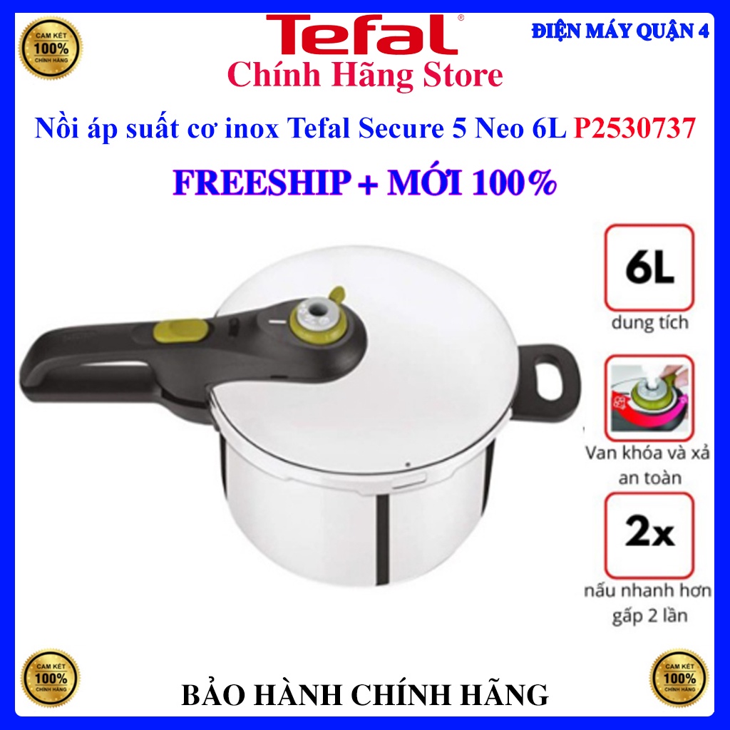 Nồi áp suất cơ inox Tefal Secure 5 Neo 6 lít P2530737