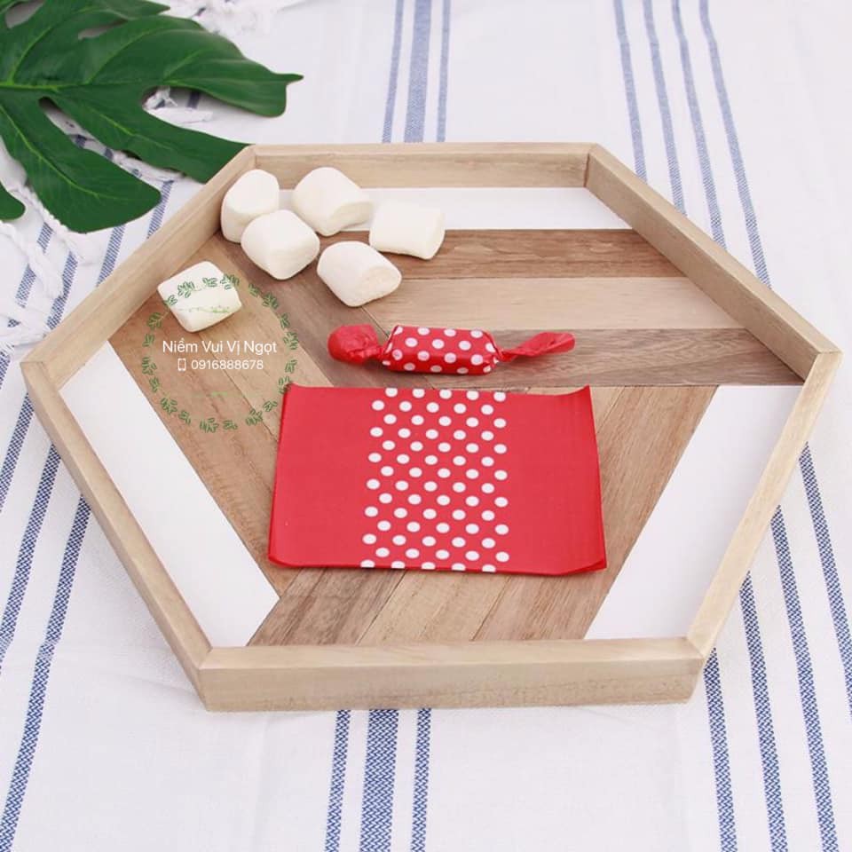 (Set 100) Giấy gói kẹo Nougat Chấm Bi Đỏ