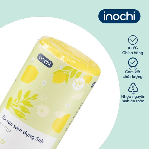 Túi rác tiện dụng inochi - Soji 25L x 28 túi (Size M) Hương Chanh có quai cầm