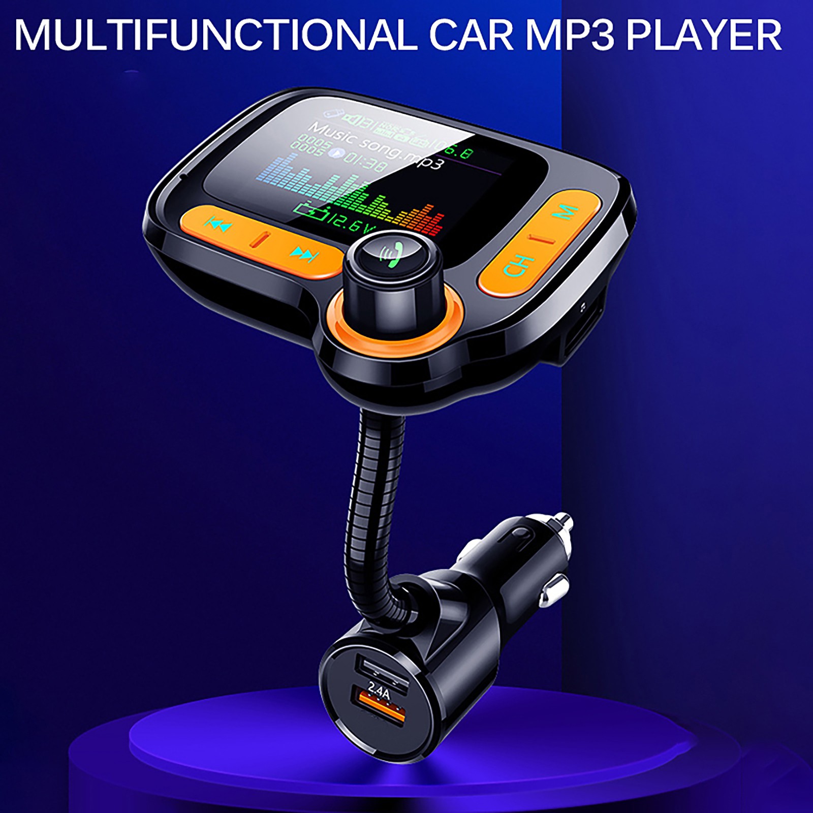 IN STOCK FM Transmitter Bluetooth 5.0 Car Modulator Color Screen MP3 Player Hands-free Car Kit Dual USB Fast Charger