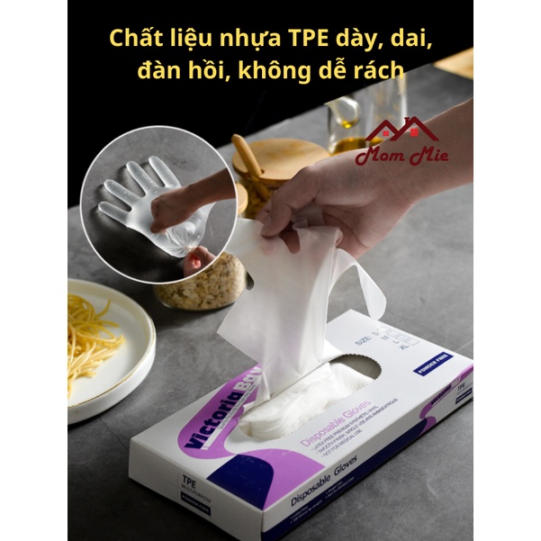 100 chiếc Găng tay TPE siêu dai làm bếp, găng tay nilon dùng 1 lần - J124, K024