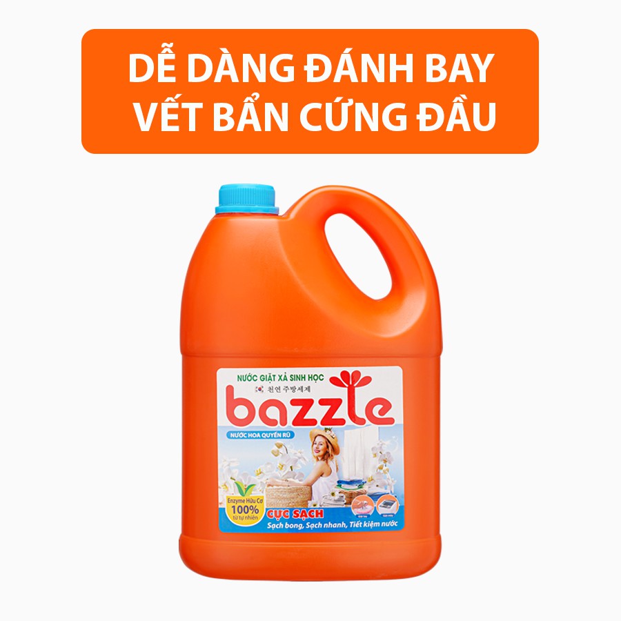 Nước giặt xả sinh học Bazzle Hàn Quốc hương nước hoa Quyến rũ sạch hơn sạch nhanh hơn dịu nhẹ với cả bé yêu