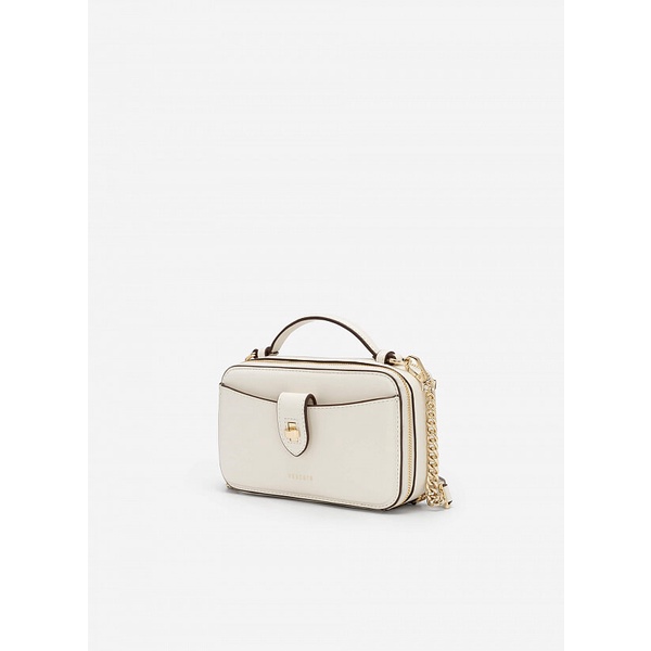 Vascara TÚI ĐEO CHÉO HÌNH HỘP NGĂN ĐÔI PHỐI VIỀN ĐEN - SHO 0201 - MÀU KEM