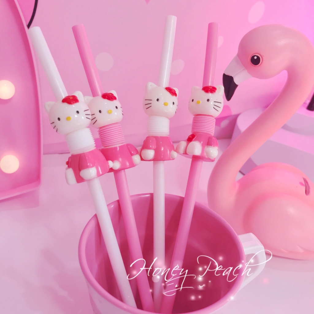 Ống hút nhựa dùng một lần hình Hello Kitty dễ thương