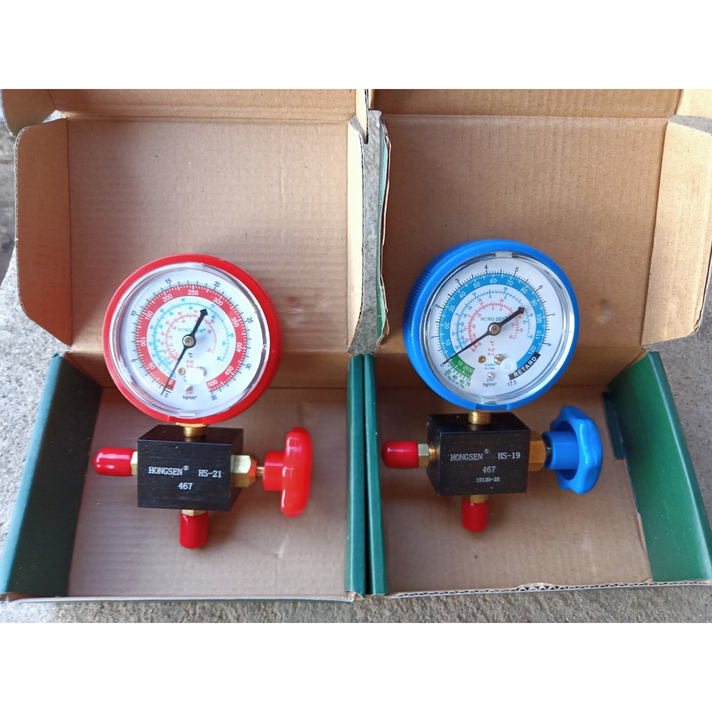 (xả hàng) Đồng hồ đơn nạp gas áp cao áp thấp HS-467 (giá siêu mềm) đồng hồ đơnnạp gas máy lạnh Hongsen