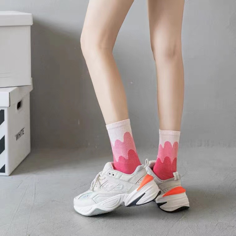 Vớ cổ cao nam nữ vải cotton co giãn hoạ tiết màu Ulzzang phong cách Hàn Quốc M44