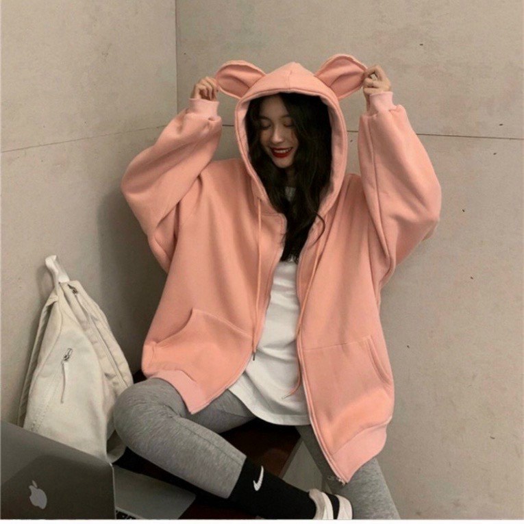 ÁO KHOÁC HOODIE NỮ CHỐNG NẮNG PHỐI TAI THỎ PHONG CÁCH SIÊU CUTE