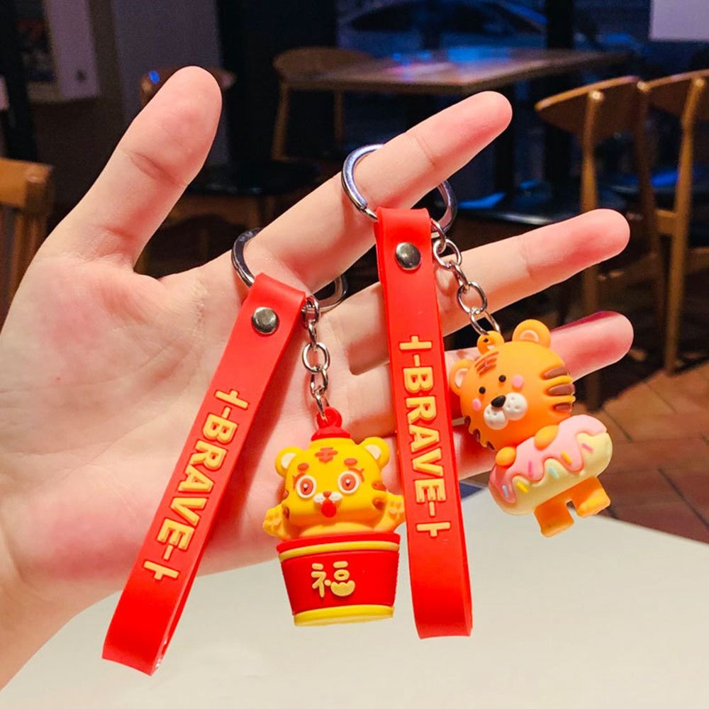 Móc khóa hình con hổ dễ thương phong cách Trung Hoa