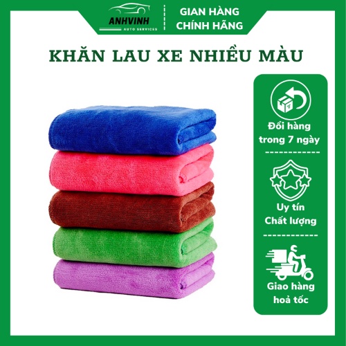 Khăn lau rửa xe kính chuyên dụng ô tô mịn siêu thấm nhiều màu - Anh Vinh Auto