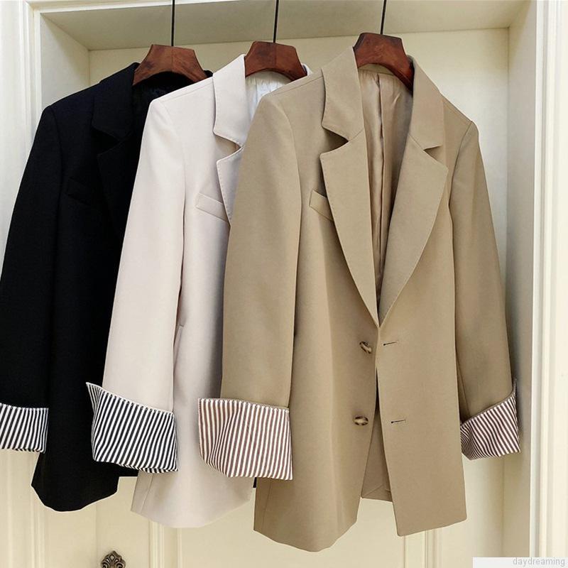 Áo khoác Blazer tay dài hoạ tiết kẻ sọc cho phái nữ