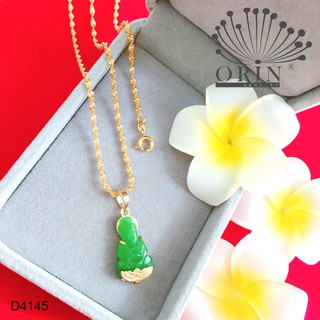 Dây chuyền nữ dạng xoắn mặt Quan Âm Bồ Tát màu cẩm thạch xanh thiết kế bền màu cao cấp Orin D4145