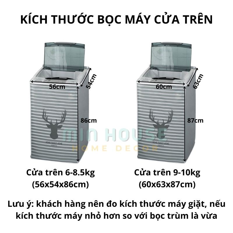 Bọc máy giặt cửa ngang cửa trên, áo trùm máy giặt che phủ chống bụi, chống nước đủ size