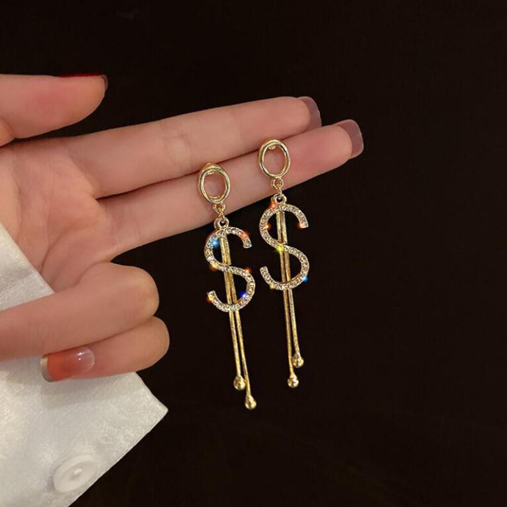 Bông tai mạ bạc 925 dáng dài phối tua rua thời trang sang trọng cho nữ