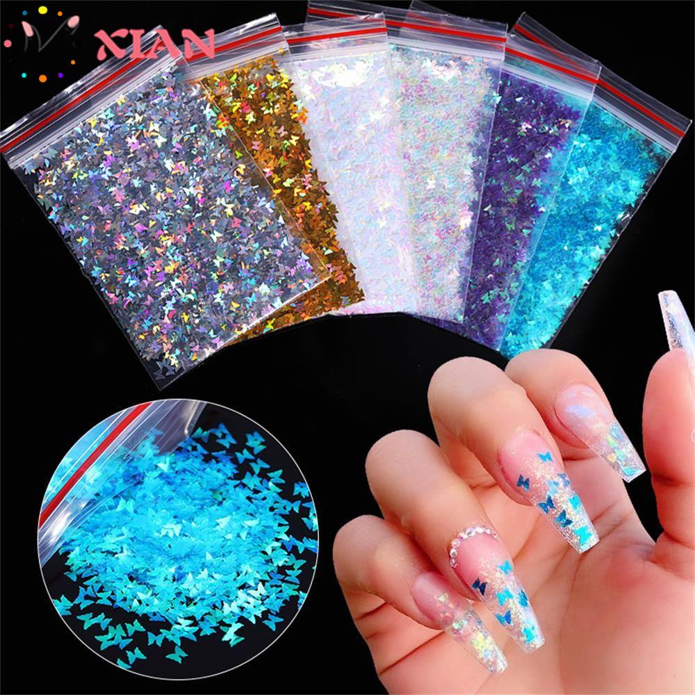 Hộp Sequin Hình Bướm Lấp Lánh Dùng Trang Trí Móng Nghệ Thuật