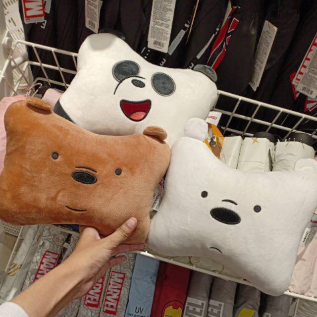 Gối tựa đầu hình xương anh em gấu We Bare Bears Chúng tôi đơn giản là Gấu hàng Miniso chính hãng