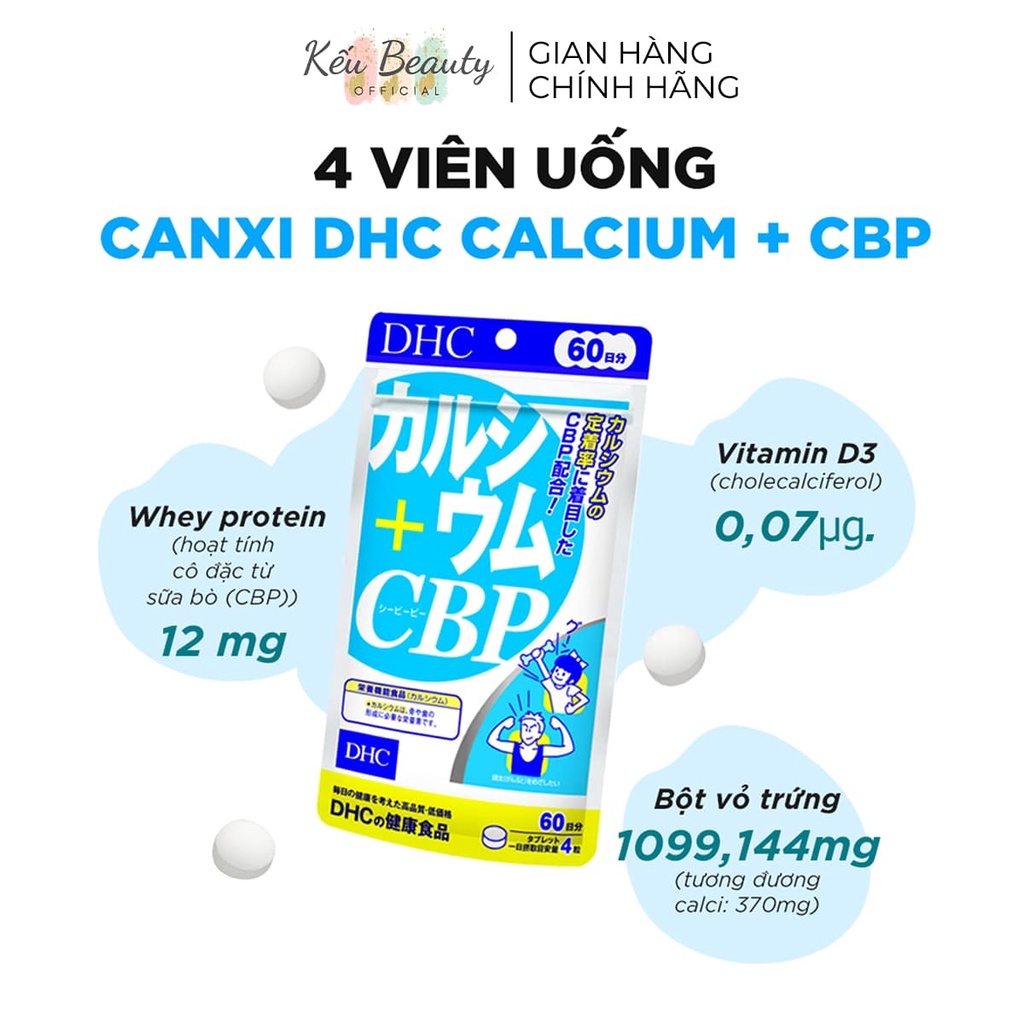 Viên uống bổ sung canxi DHC calcium + CBP chắc khỏe xương 30 và 90 ngày (120 và 360 viên)