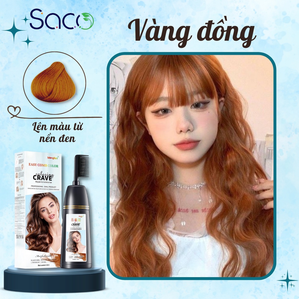 Lược nhuộm tóc màu Vàng đồng Coloring CRAVE không cần tẩy tóc hay nâng tone, lên màu từ nền đen chai 400ml