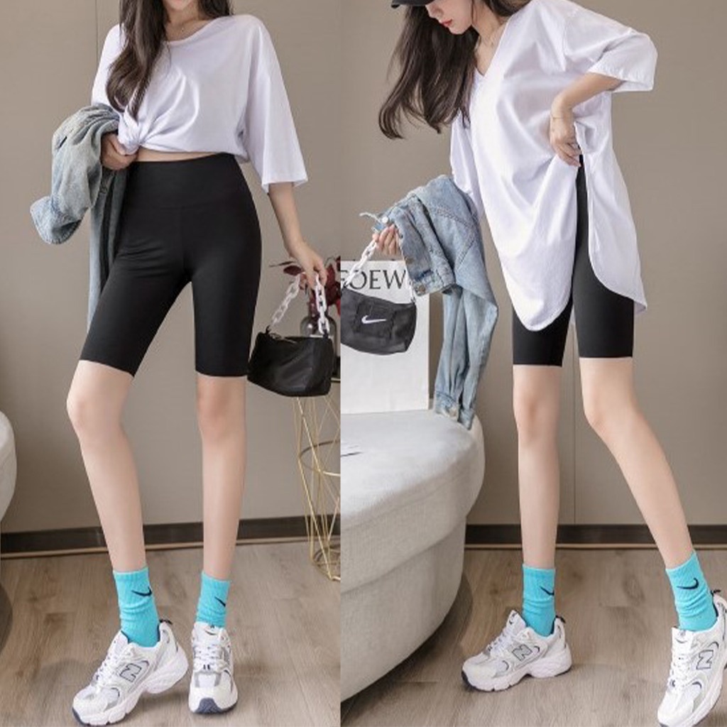 Quần legging đùi lửng ngố nữ cạp cao vải cotton co giãn ôm bó Geleva GE945 | BigBuy360 - bigbuy360.vn