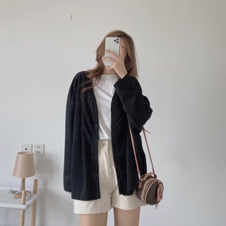 Áo khoác nỉ len cổ V