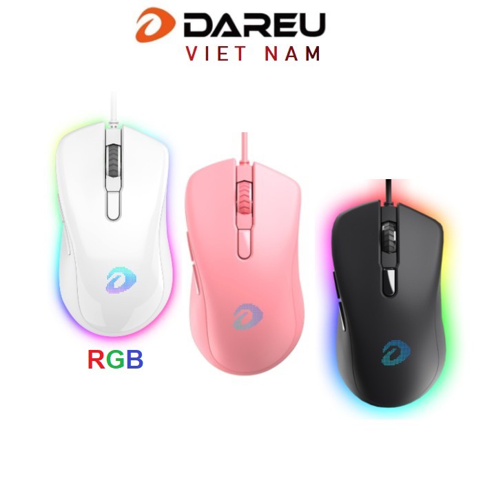 Chuột Gaming DAREU EM908 Pink / Black / White (LED RGB, BRAVO sensor)