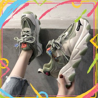 💚giày thể thao nữ ulzzang 2 dây buộc kiểu đế cao lượn sóng💚mẫu mới 2020 camstore