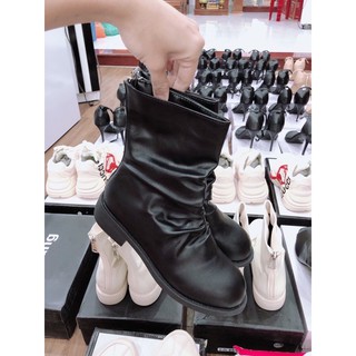 Boots cổ nhăn khoá sau da mềm Fullbox