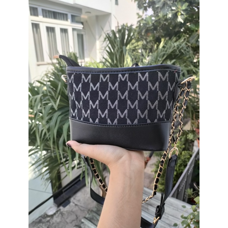 TÚI HOBO MINI 18CM ĐEO CHÉO ĐEO VAI HỌA TIẾT M K SANG CHẢNH HOBOMK - Hình Thật