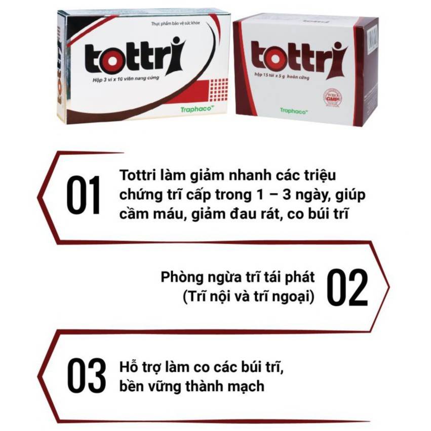 TOTTRI VIÊN HOÀN CỨNG VÀ VIÊN NANG - HỔ TRỢ TRĨ NỘI TRĨ NGOẠI -TÁO BÓN
