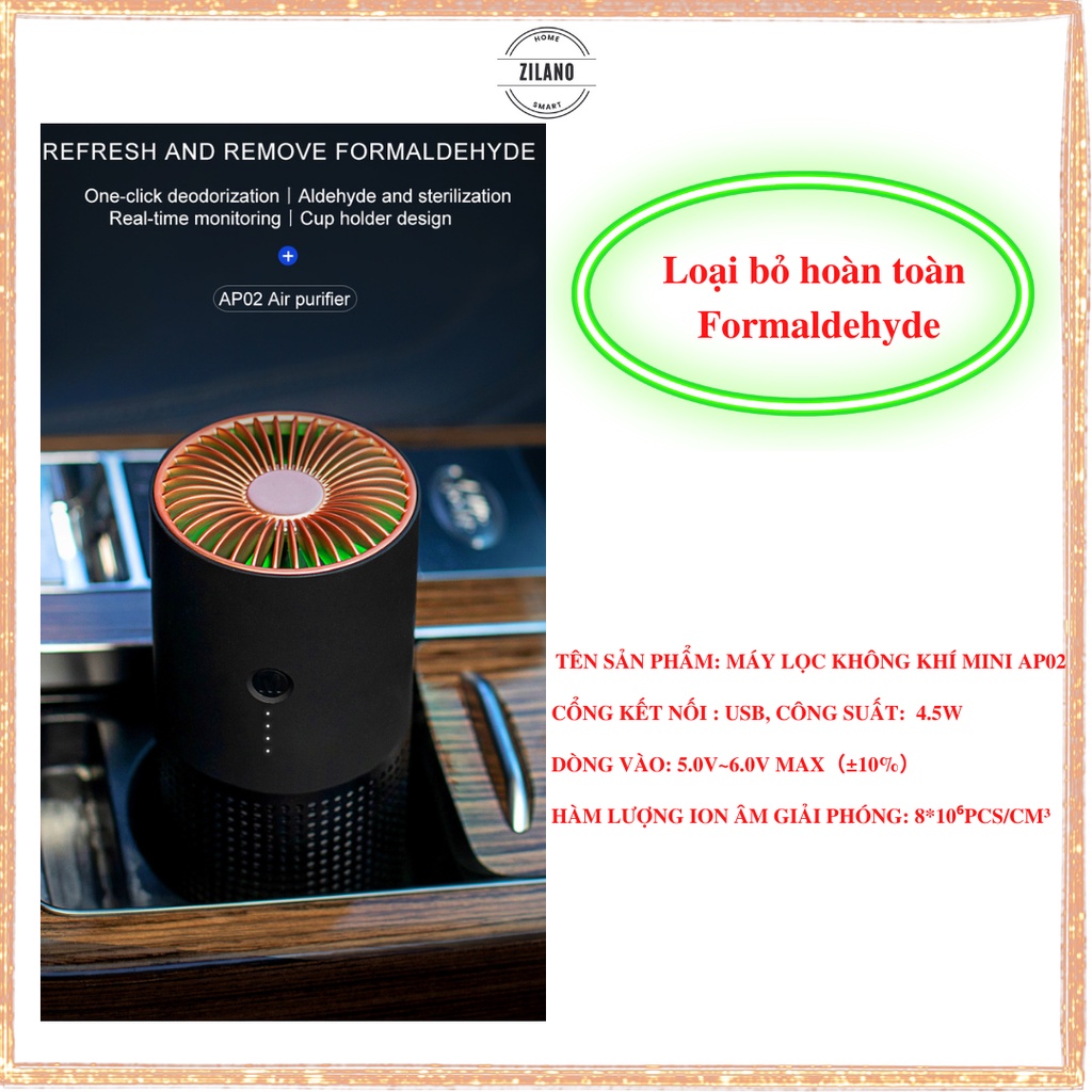 Máy lọc không khí ô tô mini khử mùi không khí đẹp - ZILANO AP02 – Bảo hành 6 tháng | BigBuy360 - bigbuy360.vn