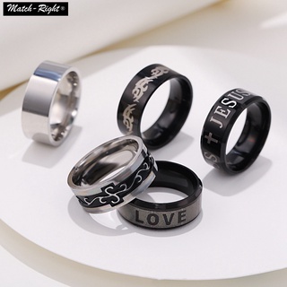 Nhẫn inox đen 8mm unisex 5040 in hình chúa jesus dành cho nam và nữ