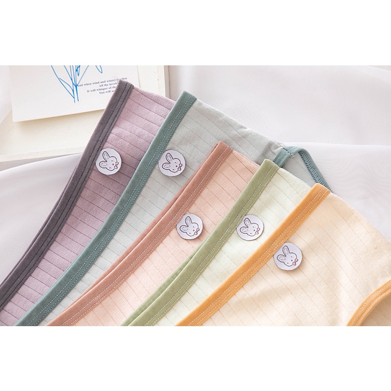Quần lót cute nữ cotton trơn kẻ gân 328