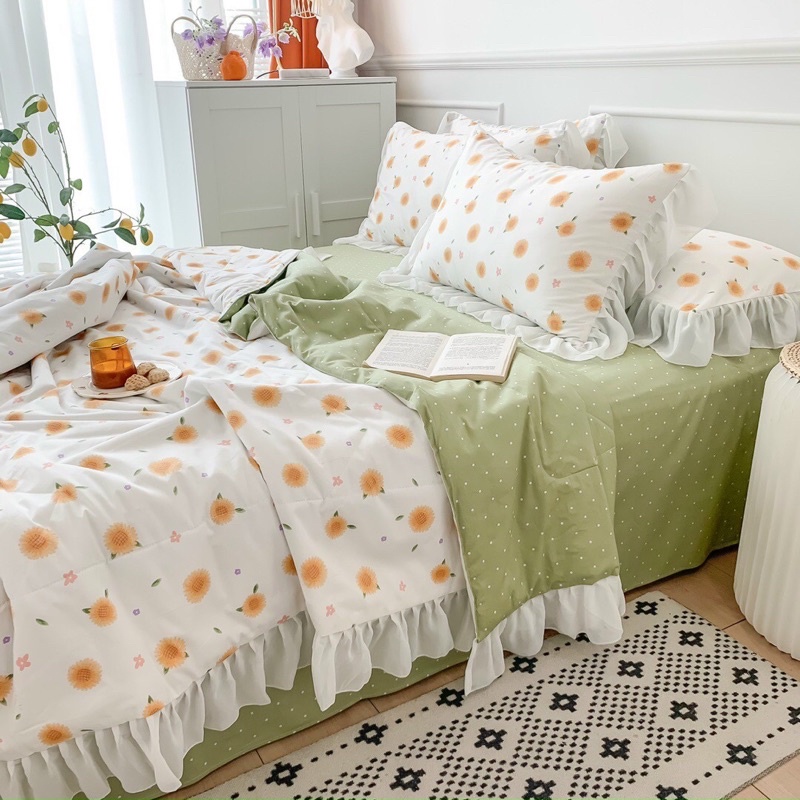 Set cotton bèo chăn trần hè thu 2022