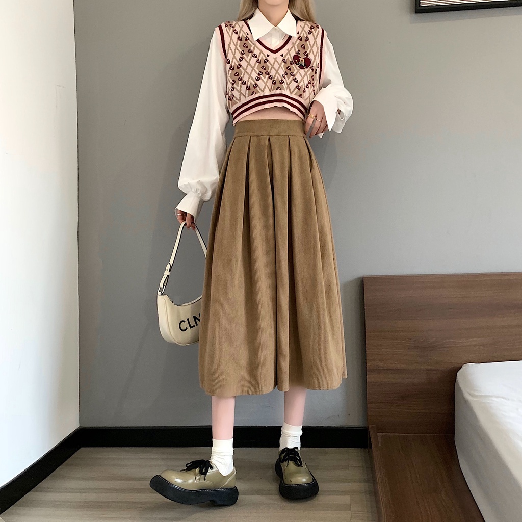 Chân váy xếp ly xòe rộng dáng dài phong cách Hàn quốc | BigBuy360 - bigbuy360.vn