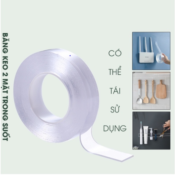 Cuộn băng keo 2 mặt trong suốt cao cấp tiện dụng