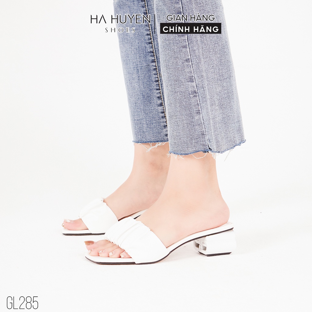 Guốc lê nữ Hà Huyền Shoes quai nhúm gót vuông khối 5 phân - GL285