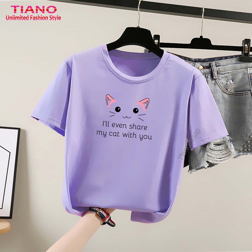 Áo Thun Tay Ngắn Tai Mèo AT-053 - Tiano - Phù Hợp Mọi Vóc Dáng - Áo Thun Nam - Áo Thun Nữ