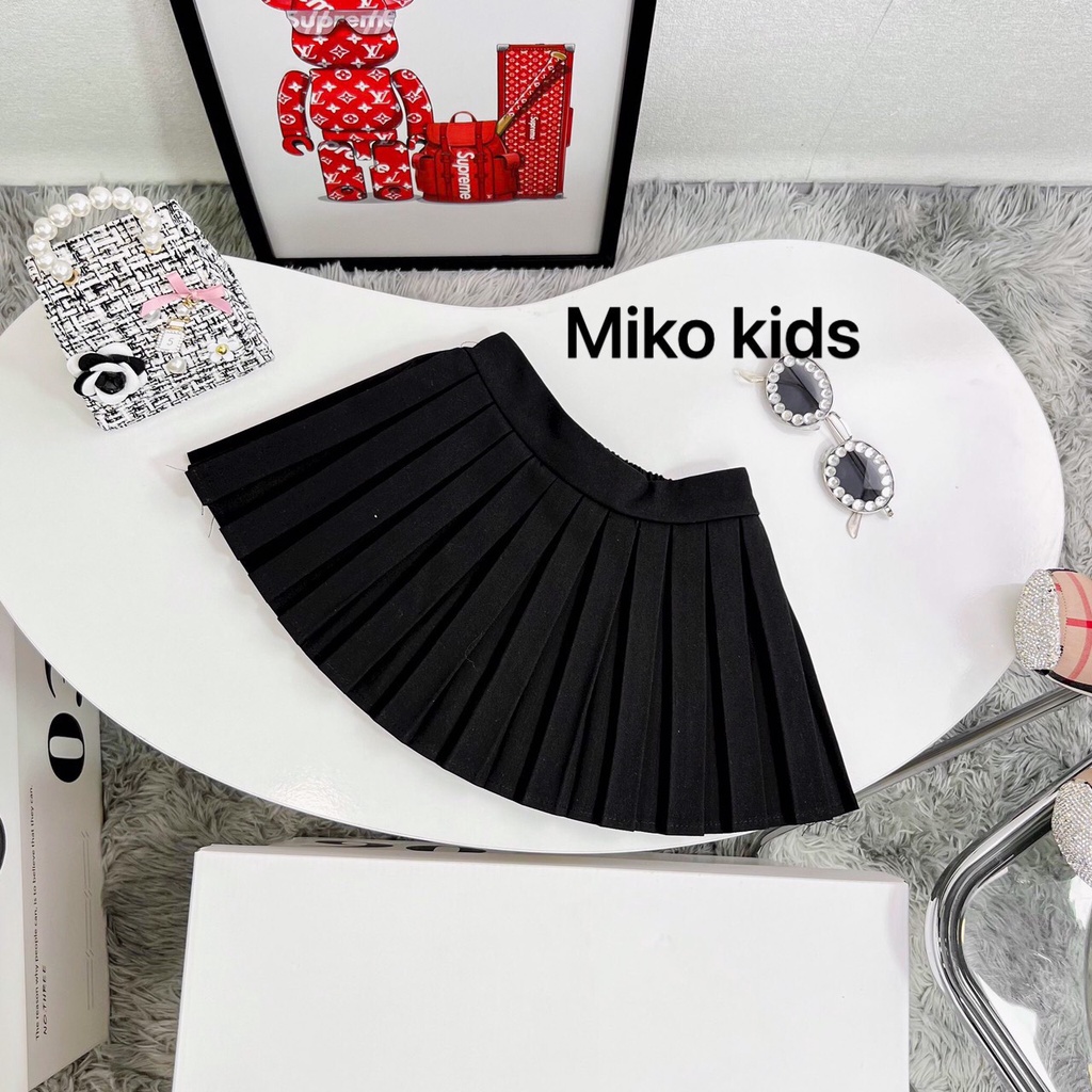Chân váy xếp li bé gái kèm chip sang chảnh hàn quốc size 2-15