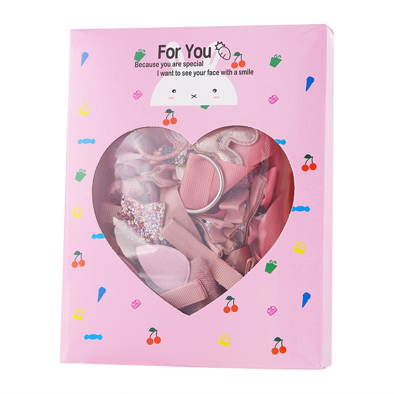 Hộp dây và kẹp tóc nhiều kiểu mềm mại tông hồng dùng làm quà sinh nhật cho bé gái