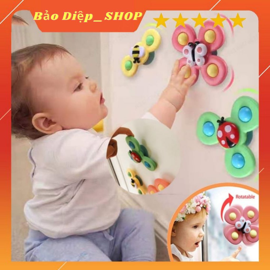 Sét 3 Con quay đồ chơi Fidget Spinner thiết kế hình động vật hoạt hình có giác hút đọc đáo dành cho các bé