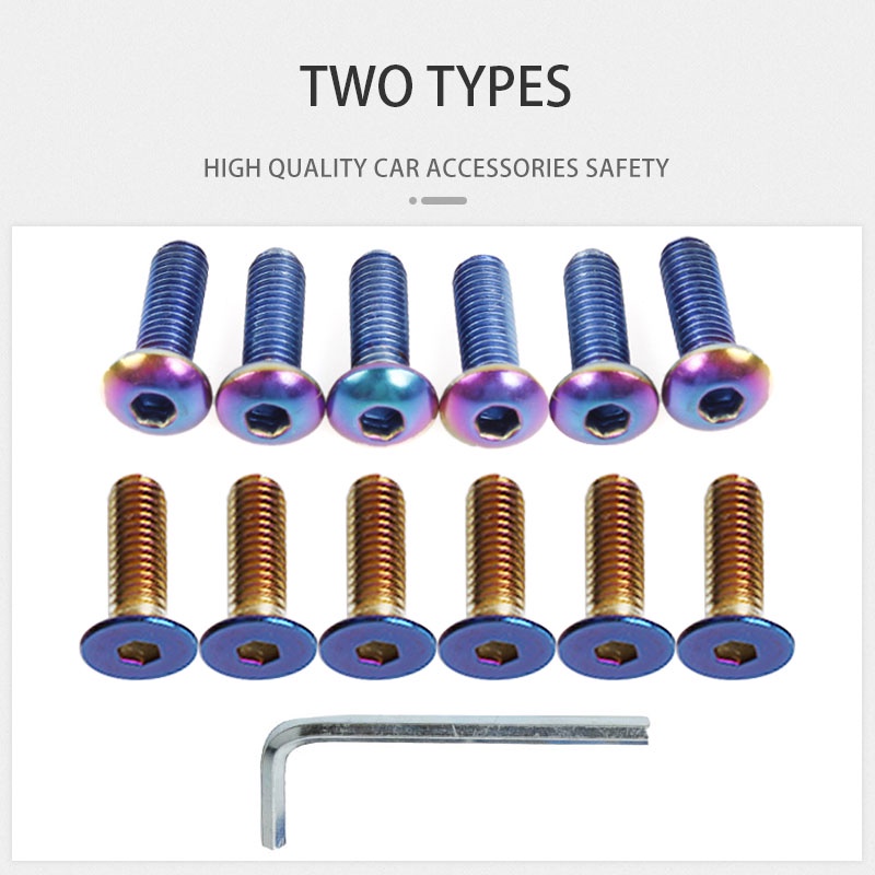 Bộ 6 Ốc vít bằng nhôm gắn vô lăng xe hơi vít vô lăng xe hơi thay thế tự Động titan vô lăng xe hơi vít chống gỉ bảo vệ an toàn tự động trùm bộ bu lông phụ kiện thay thế xe
