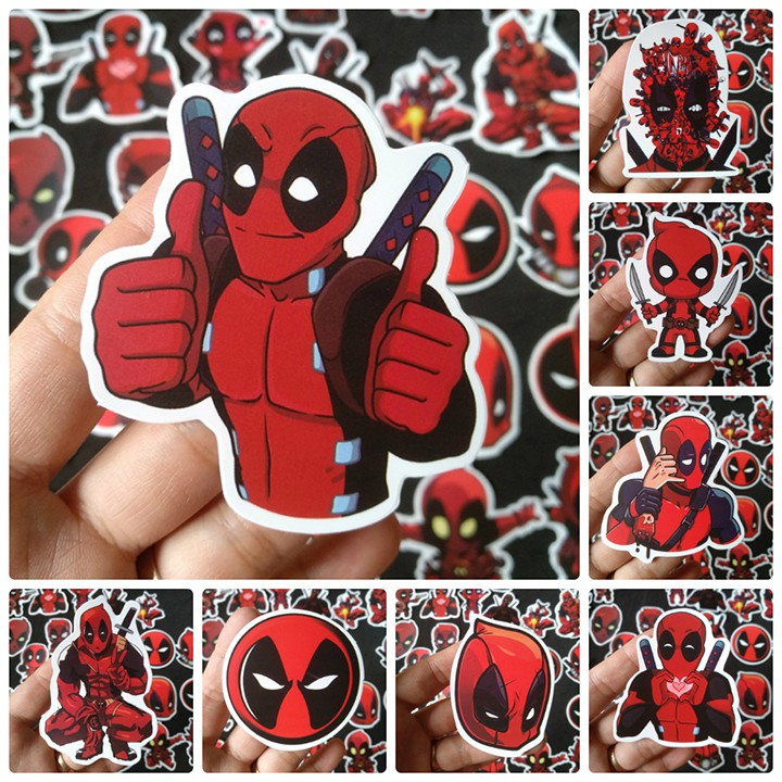 Bộ Sticker dán cao cấp chủ đề DEADPOOL - Dùng dán Xe, dán mũ bảo hiểm, dán Laptop...