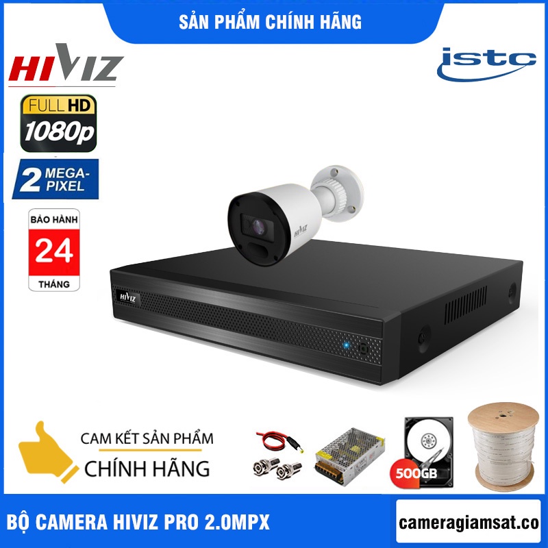 Trọn Bộ Camera giám sát HIKVISION/ HIVIZ PRO 2.0MP FHD - Bộ [1/2/3/4] CAMERA 2.0MP Kèm HDD 500GB, Đủ phụ kiện lắp đặt | WebRaoVat - webraovat.net.vn