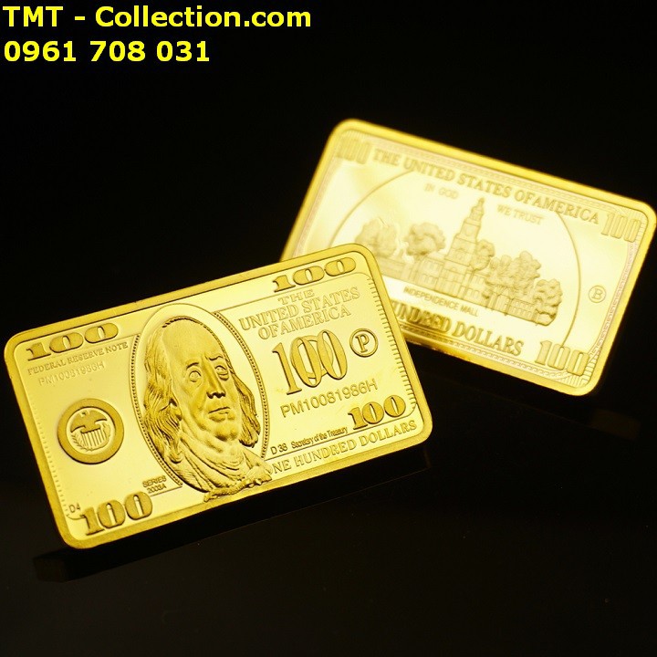 Medal 100 Dola mạ vàng; Trưng bày trên bàn sách, bàn làm việc, cửa sổ-TMT Collection-SP002419
