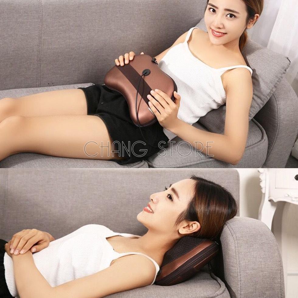 Gối Massage Cổ Vai Gáy 8 Bi Hồng Ngoại Công Nghệ Nhật Bản Cao Cấp