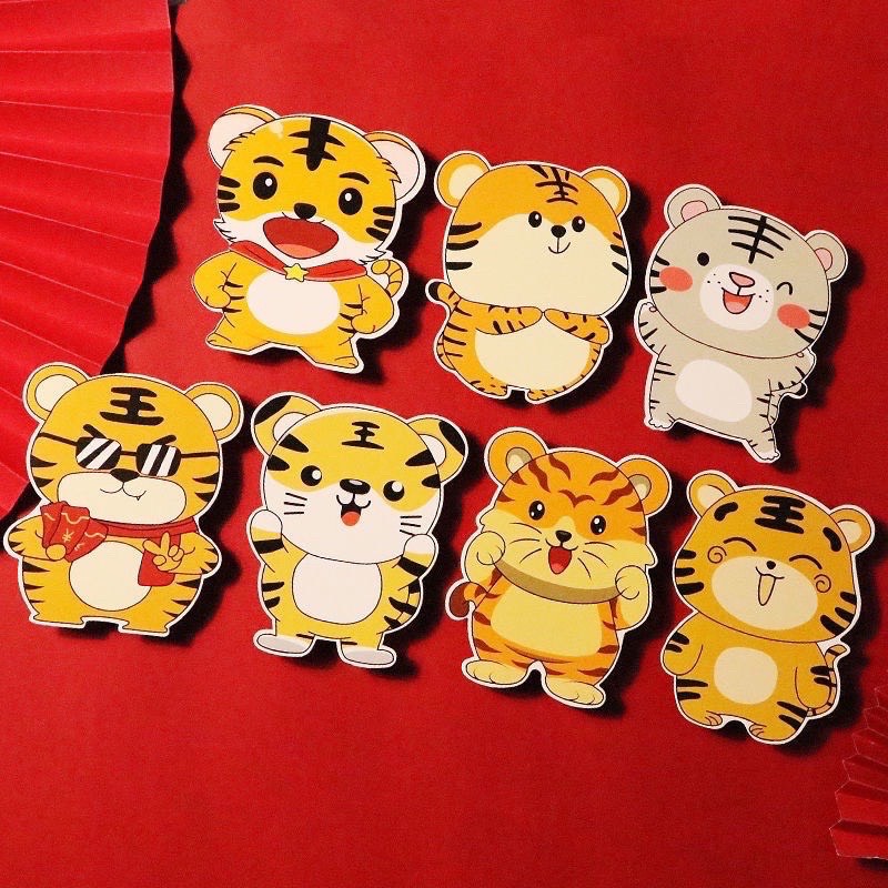 Lì xì Tết 2022 Bao lì xì Tết Nhâm Dần hoạt hình cute hình con vật đáng yêu dễ thương chất liệu giấy dày dặn HVLX01