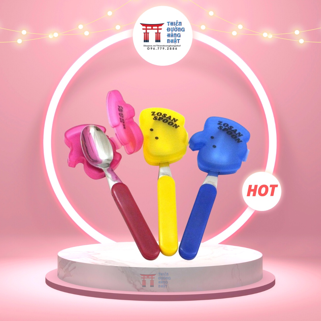 Thìa dĩa inox cho bé kèm hộp hình thú Nhật Bản