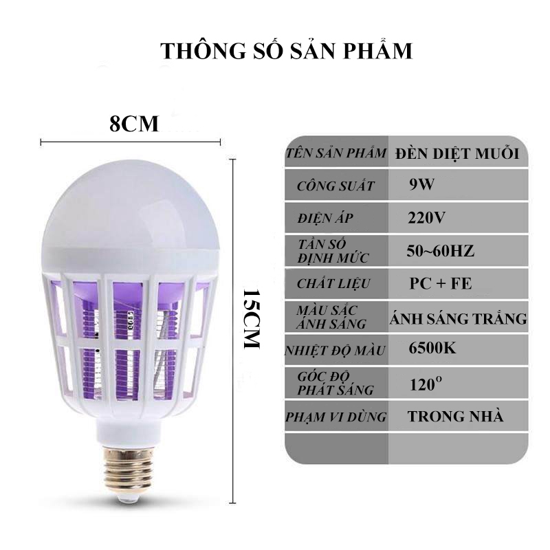 Đèn LED, chống côn trùng bắt muỗi,kèm lưới diệt muỗi bảo vệ giấc ngủ trẻ em trong gia đình, công suất 9-15-20W HL144