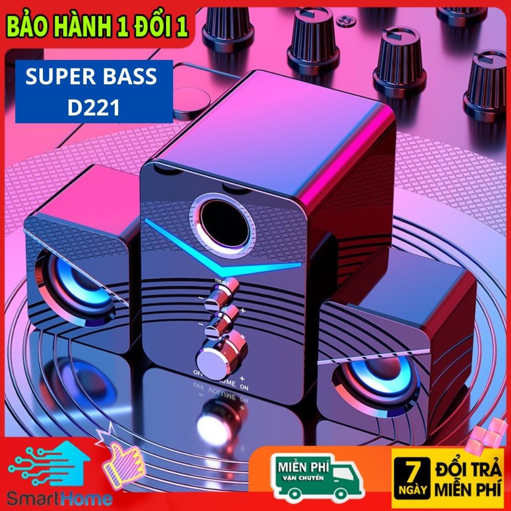 Loa vi tính để bàn MC D221 SUPER BASS cực đã, có LED, dòng loa máy tính cao cấp cho laptop, pc, điện thoại