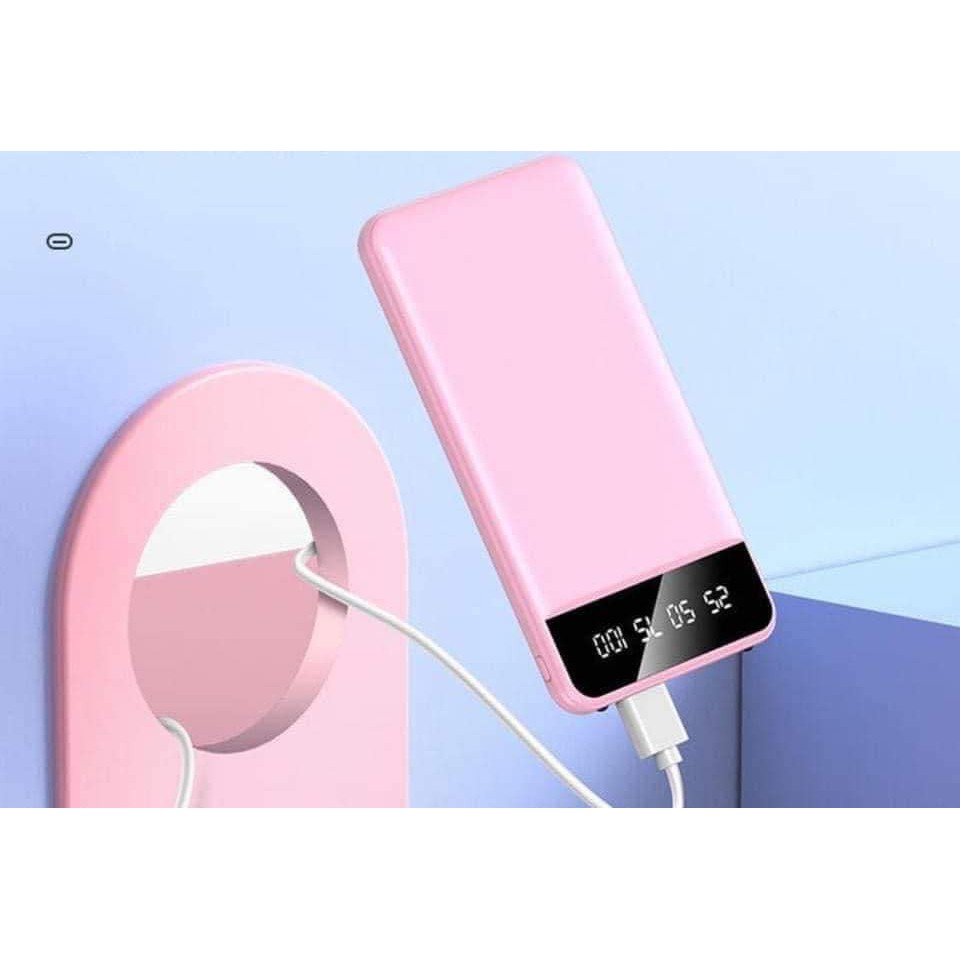 Pin sạc dự phòng cao cấp 10.000mAh Smart 2 đèn led chiếu sáng, 2 đầu cắm USB, hiện thị màn hình (màu ngẫu nhiên)