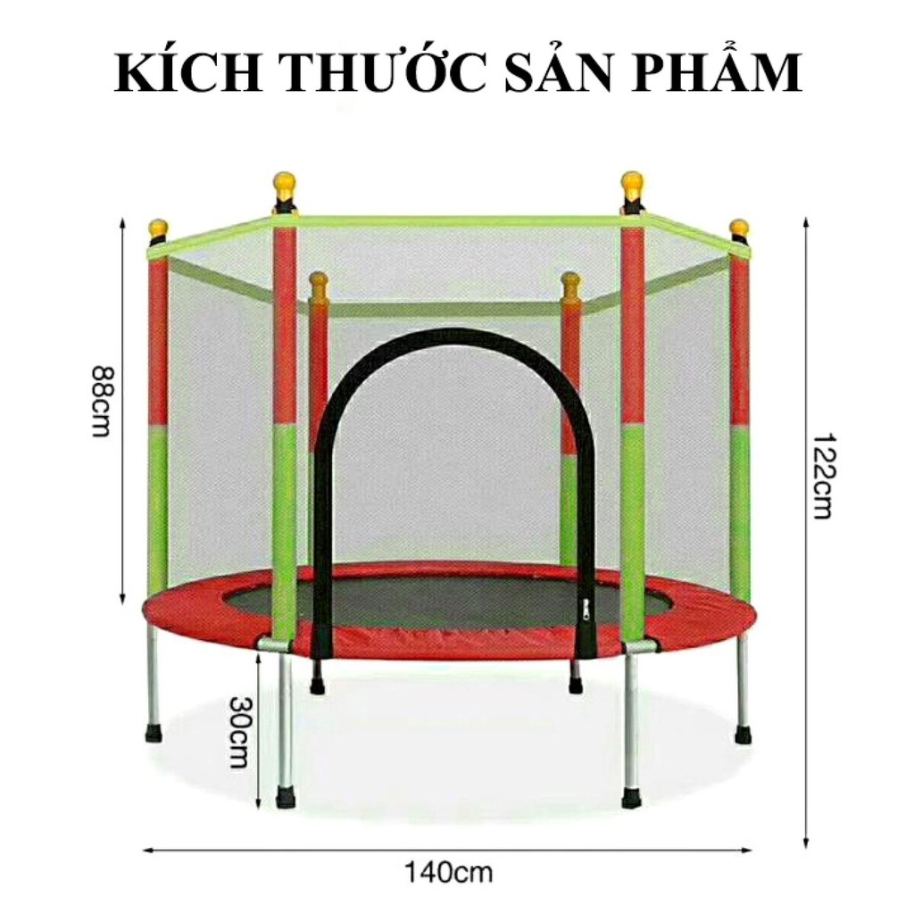 [RẺ VÔ ĐỊCH]Nhà nhảy nhún, nhà bóng trẻ em, nhà nhún lò xo lục giác có lan can, đệm nhún lò xo cho bé siêu cao cấp